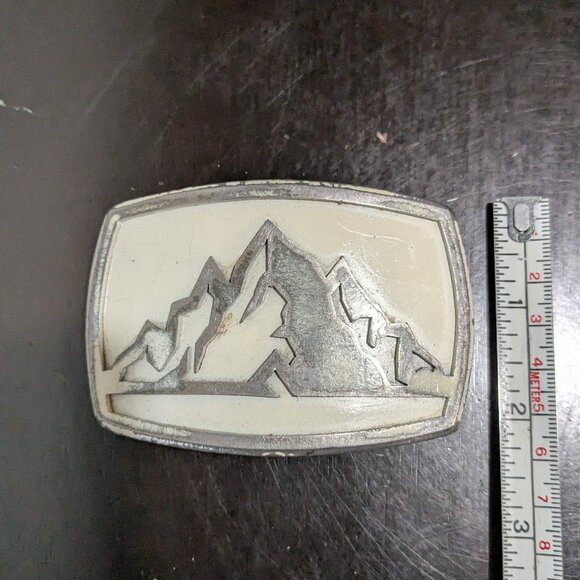 Fosterweld Peak Handmade Steel Belt Buckle - White Rocky Mountains - Picture 5 of 5